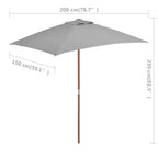 Ombrellone da Esterni con Palo in Legno 150x200 cm Antracite