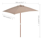 Ombrellone da Esterni con Palo in Legno 150x200 cm Tortora