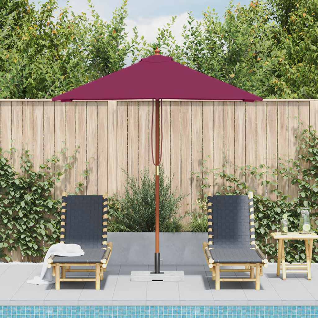 Ombrellone da Esterni Palo in Legno 150x200 cm Rosso Bordeaux