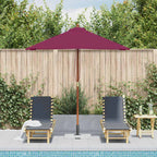 Ombrellone da Esterni Palo in Legno 150x200 cm Rosso Bordeaux