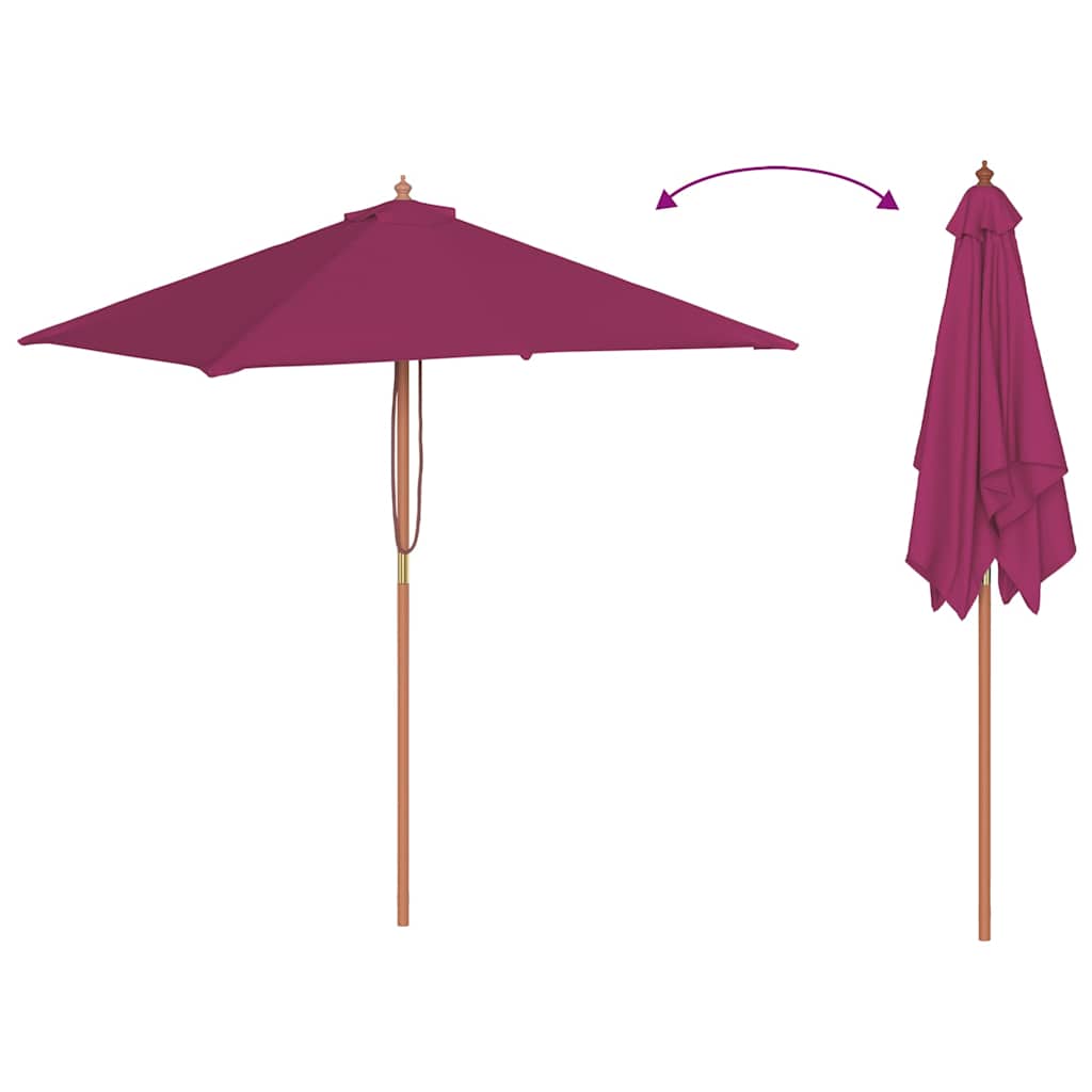 Ombrellone da Esterni Palo in Legno 150x200 cm Rosso Bordeaux