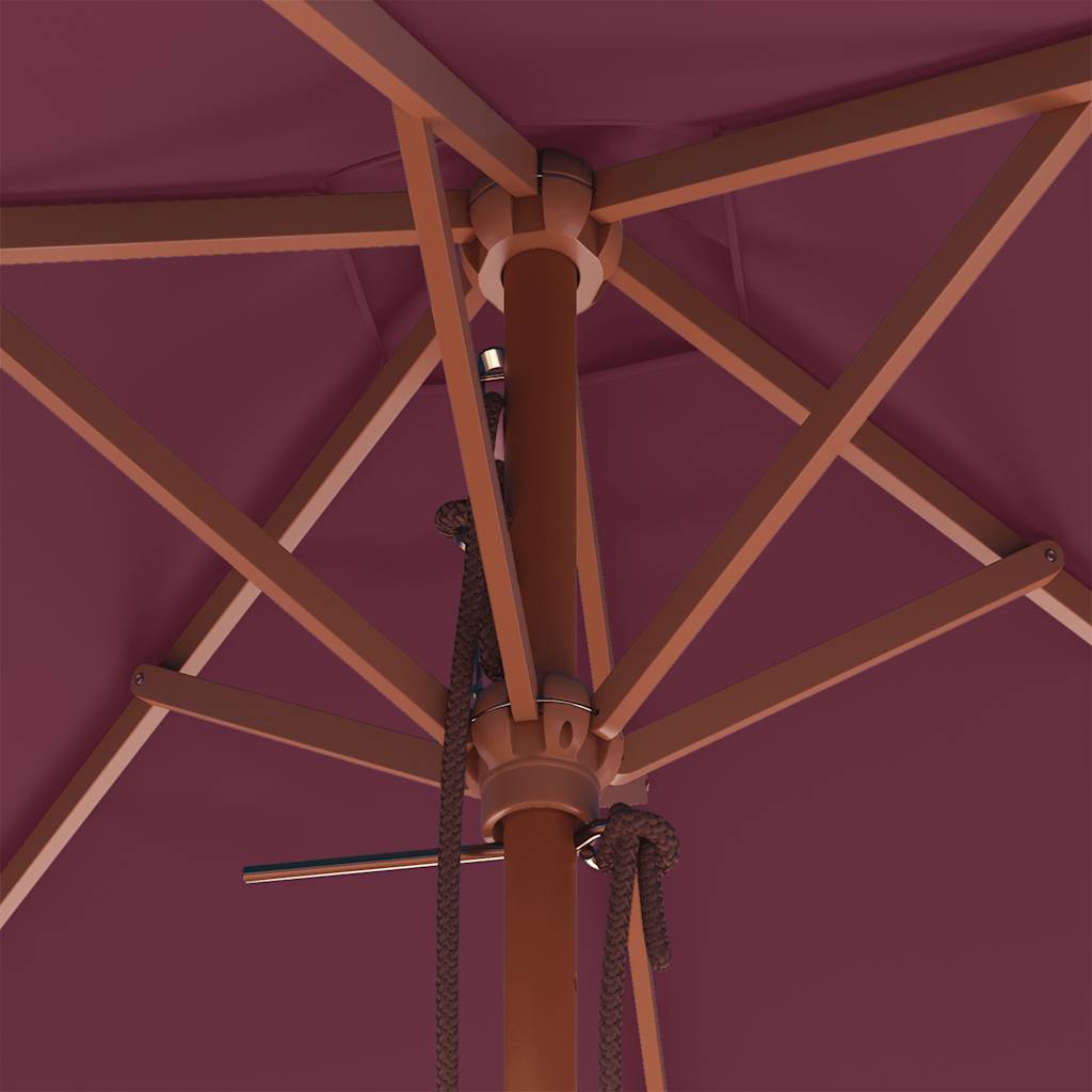 Ombrellone da Esterni Palo in Legno 150x200 cm Rosso Bordeaux