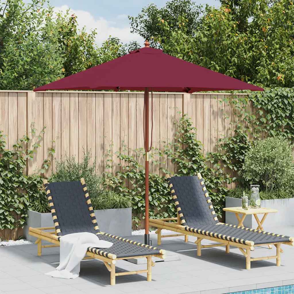 Ombrellone da Esterni Palo in Legno 150x200 cm Rosso Bordeaux
