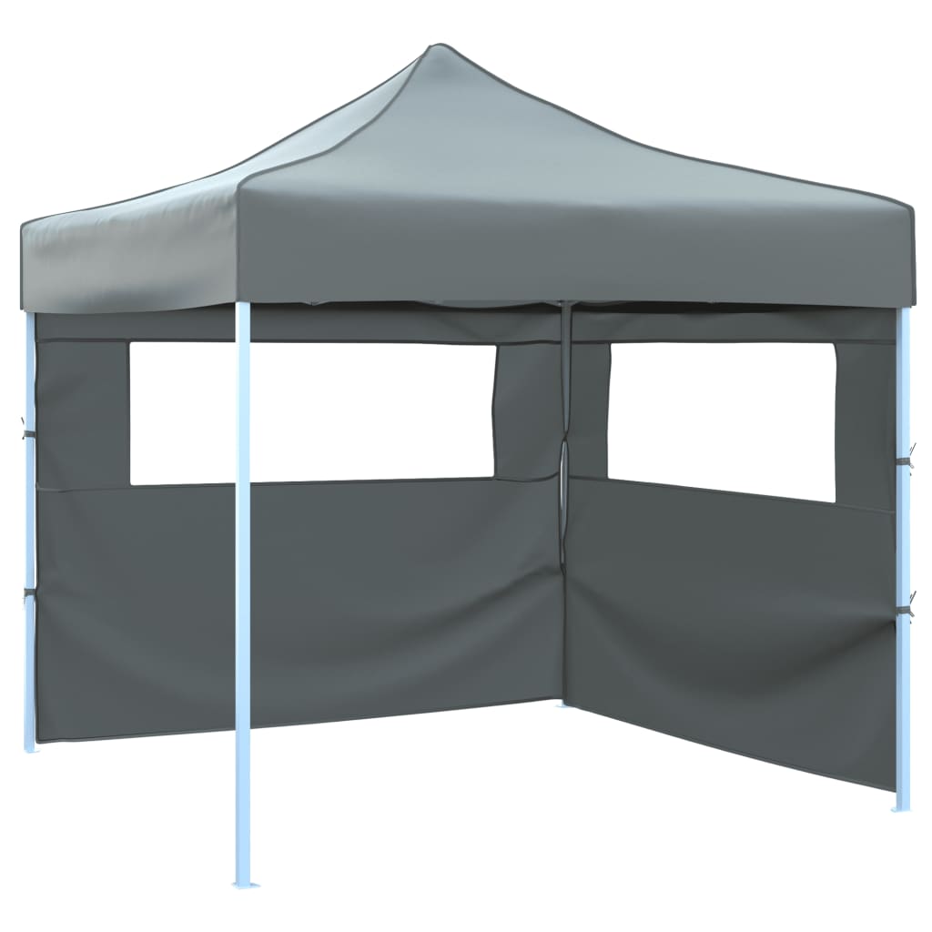 Tendone per Feste Pieghevole Pop-Up con 2 Pareti 3x3m Antracite