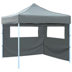 Tendone per Feste Pieghevole Pop-Up con 2 Pareti 3x3m Antracite