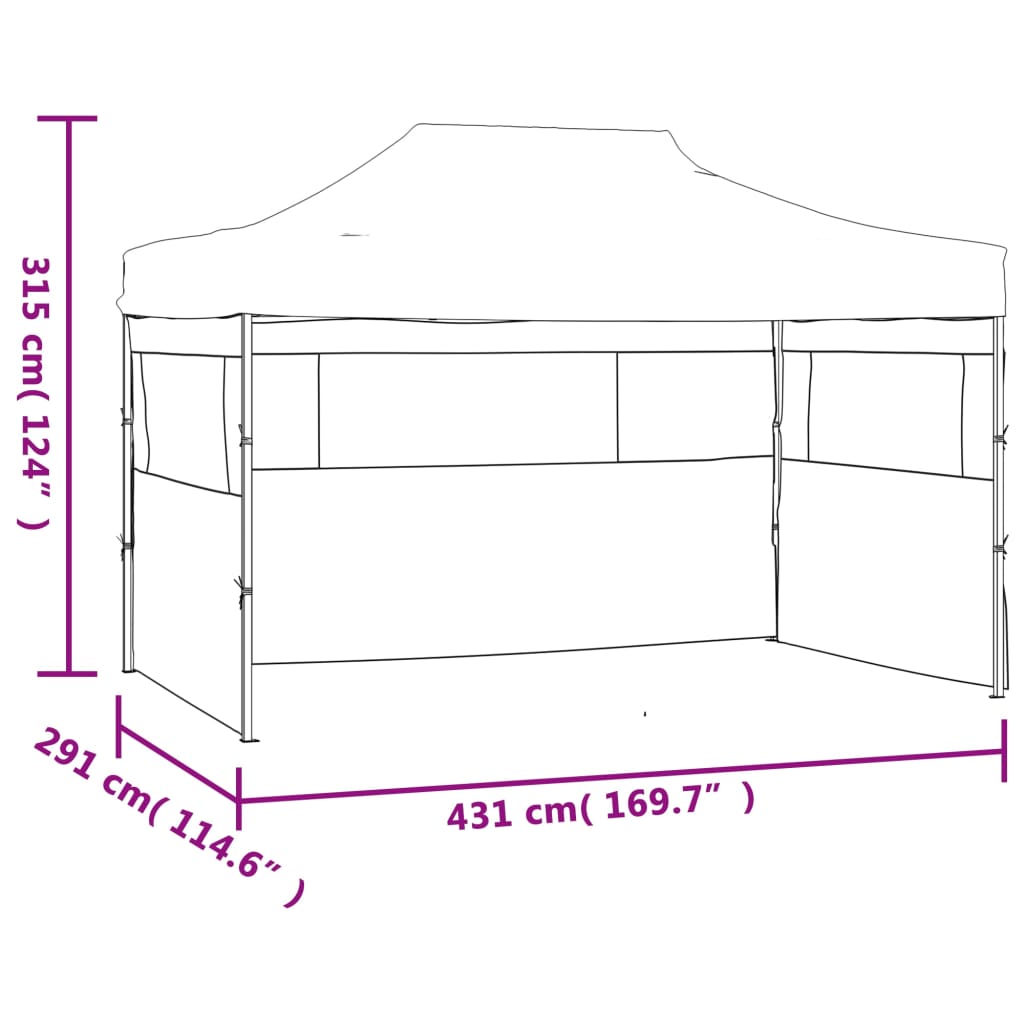 Tenda Pieghevole con 3 Pareti 3x4,5 m Crema