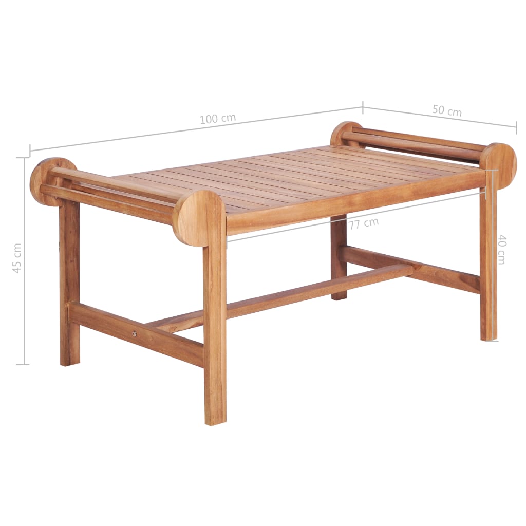 Tavolino da Salotto 100x50x45 cm in Massello di Teak