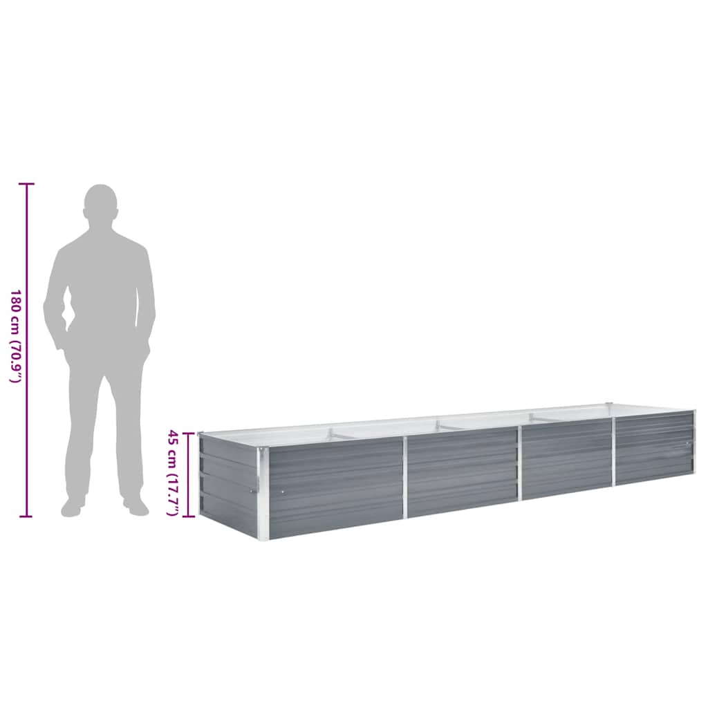 Letto Rialzato Giardino in Acciaio Zincato 320x80x45 cm Grigio