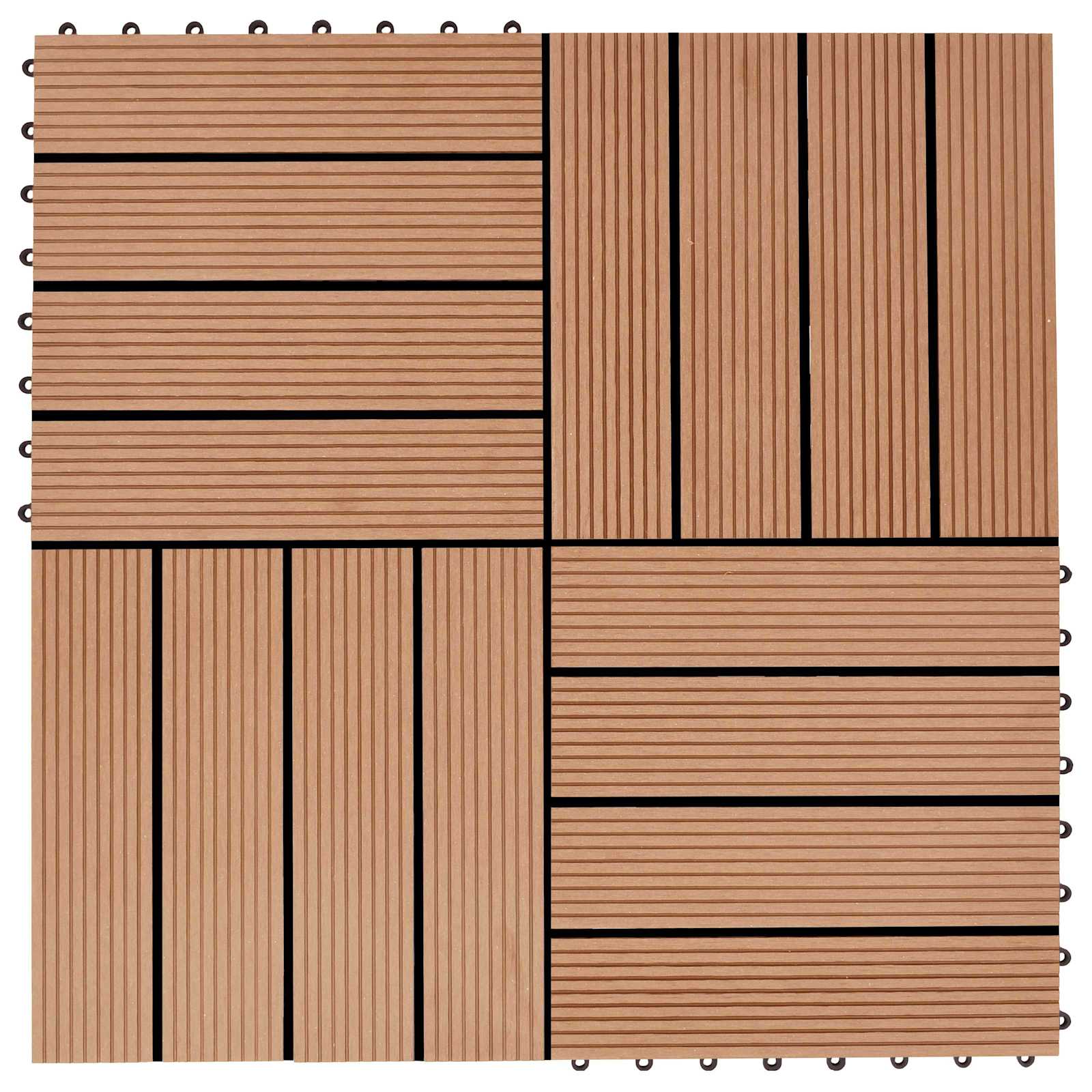 Piastrella per Decking 11 pcs Teak riciclato 30 x 30 cm WPC