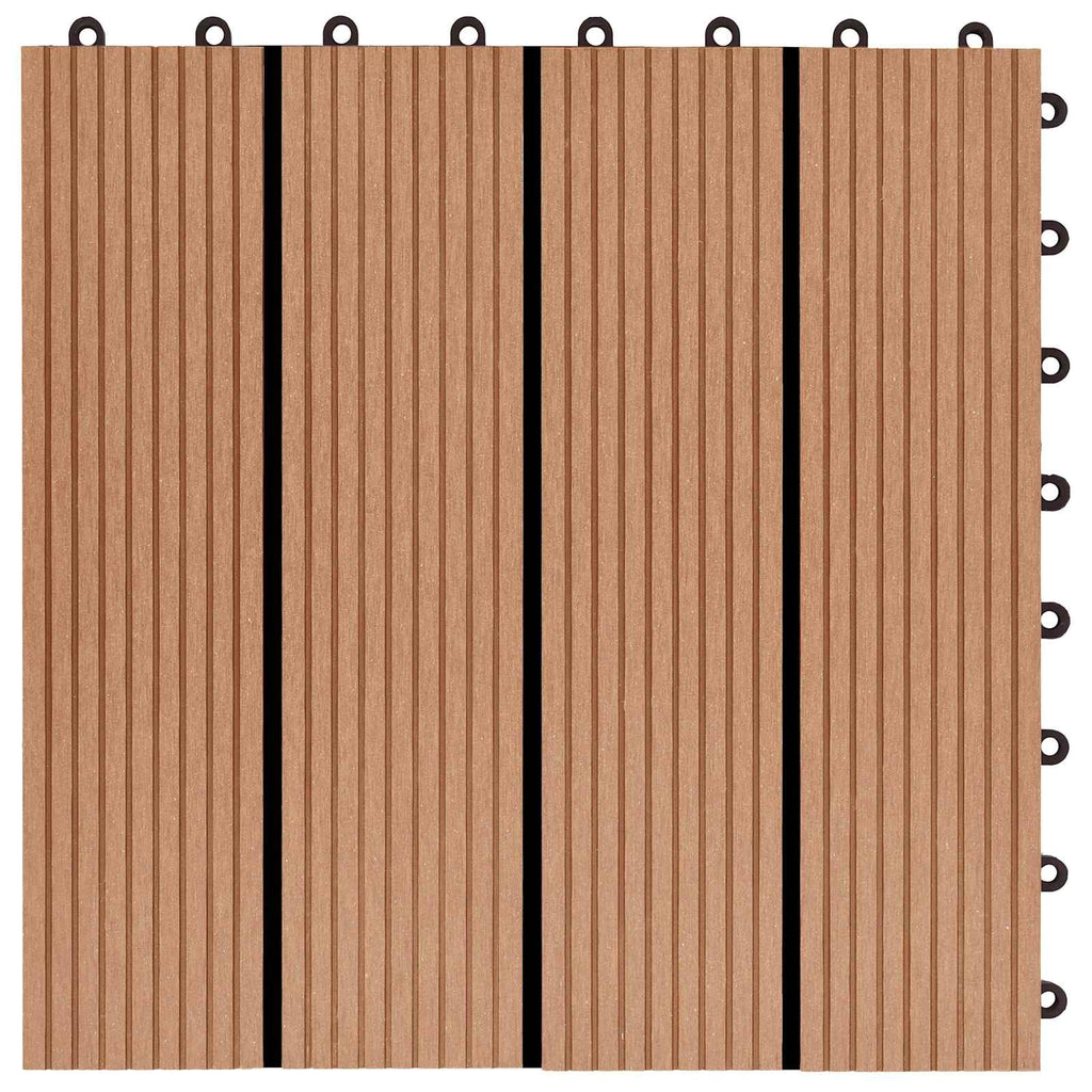 Piastrella per Decking 11 pcs Teak riciclato 30 x 30 cm WPC