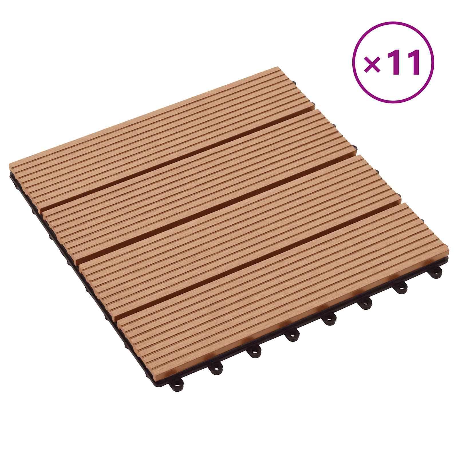 Piastrella per Decking 11 pcs Teak riciclato 30 x 30 cm WPC