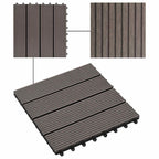 Piastrella per Decking 11 pcs Marrone Scuro 30 x 30 cm WPC