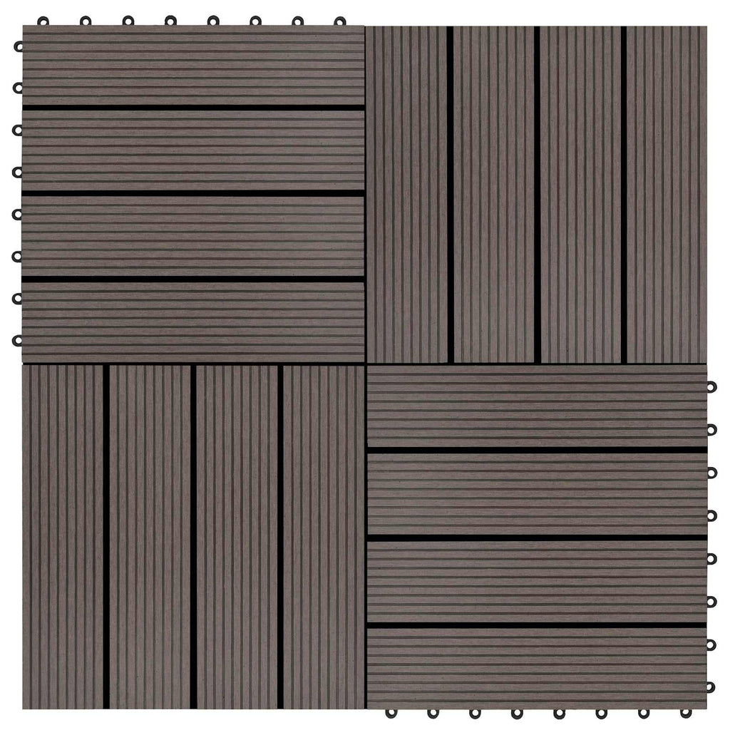 Piastrella per Decking 11 pcs Marrone Scuro 30 x 30 cm WPC