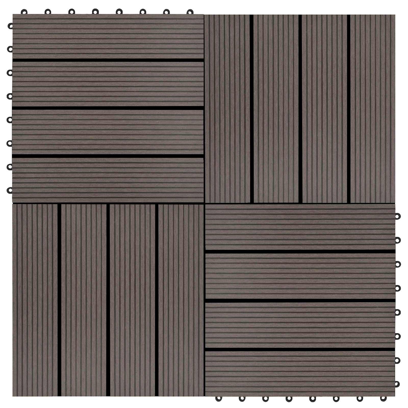 Piastrella per Decking 11 pcs Marrone Scuro 30 x 30 cm WPC