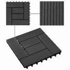 Piastrella per Decking 11 pcs Nero 30 x 30 cm WPC