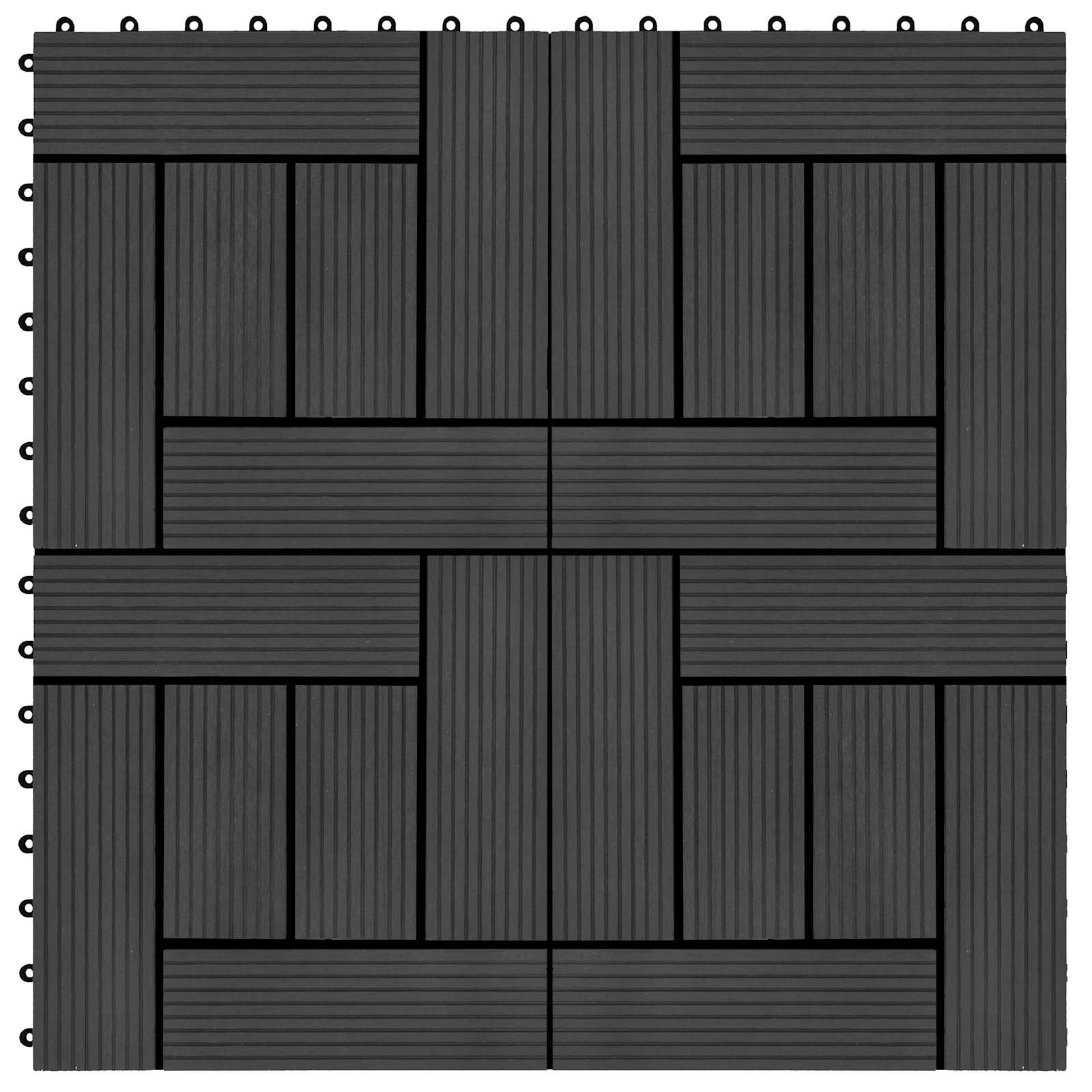 Piastrella per Decking 11 pcs Nero 30 x 30 cm WPC
