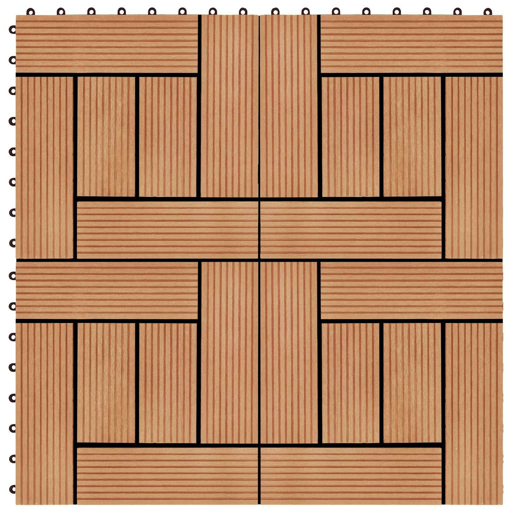 Piastrella per Decking 11 pcs Teak riciclato 30 x 30 cm WPC