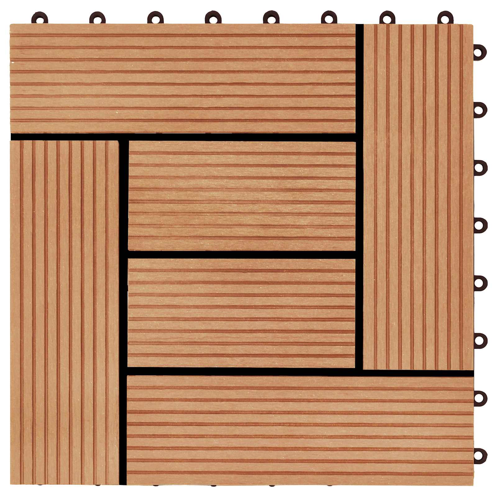 Piastrella per Decking 11 pcs Teak riciclato 30 x 30 cm WPC