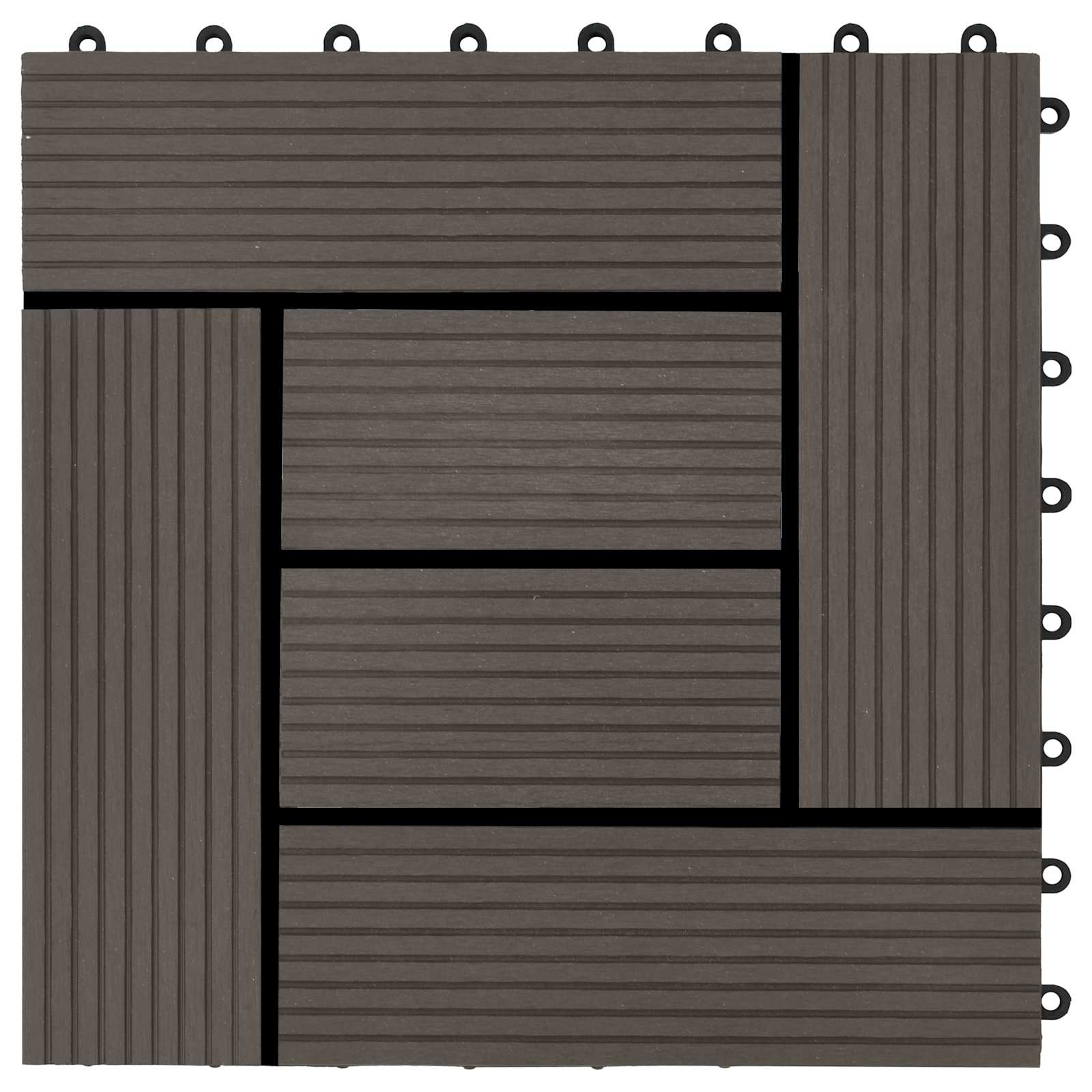 Piastrella per Decking 11 pcs Marrone Scuro 30 x 30 cm WPC