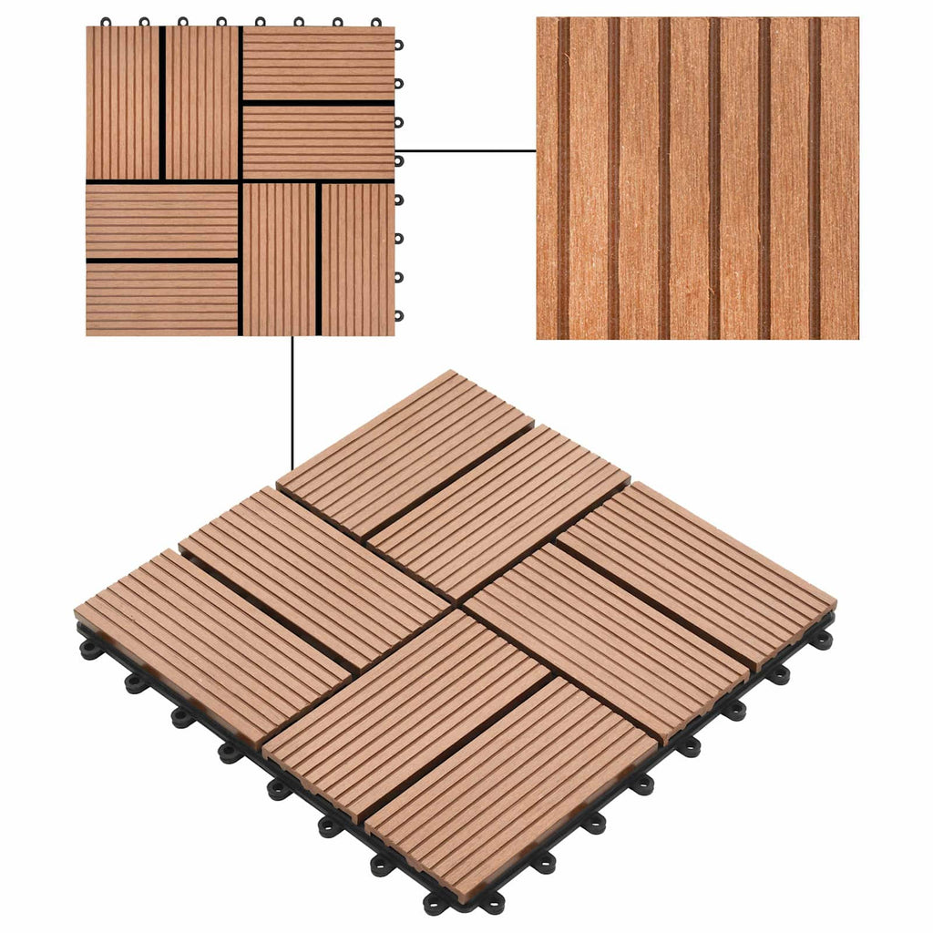 Piastrella per Decking 11 pcs Marrone 30 x 30 cm WPC