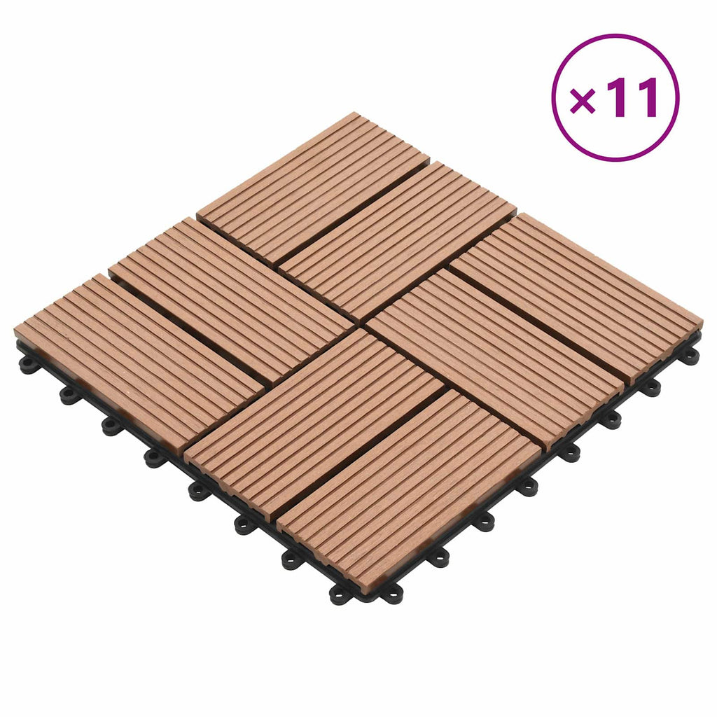 Piastrella per Decking 11 pcs Marrone 30 x 30 cm WPC