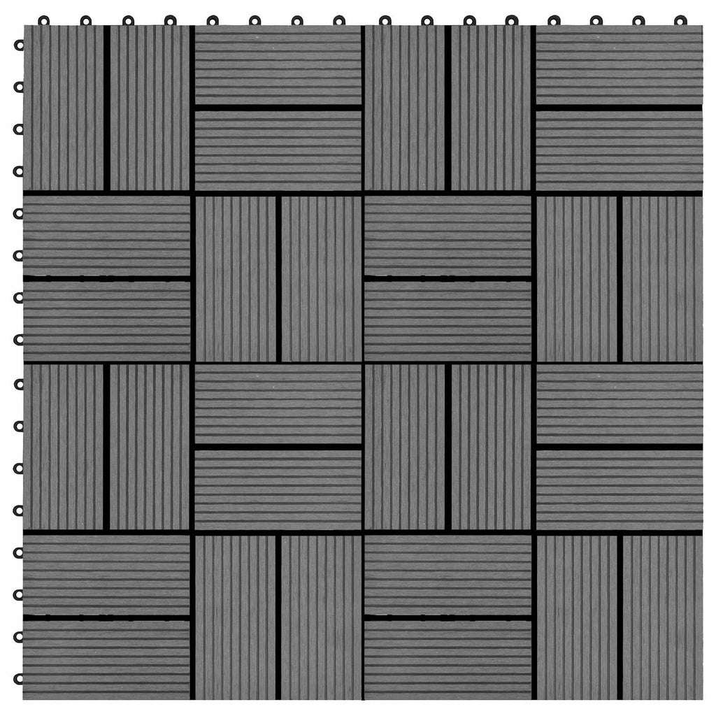 Piastrella per Decking 11 pcs Grigio 30 x 30 cm WPC