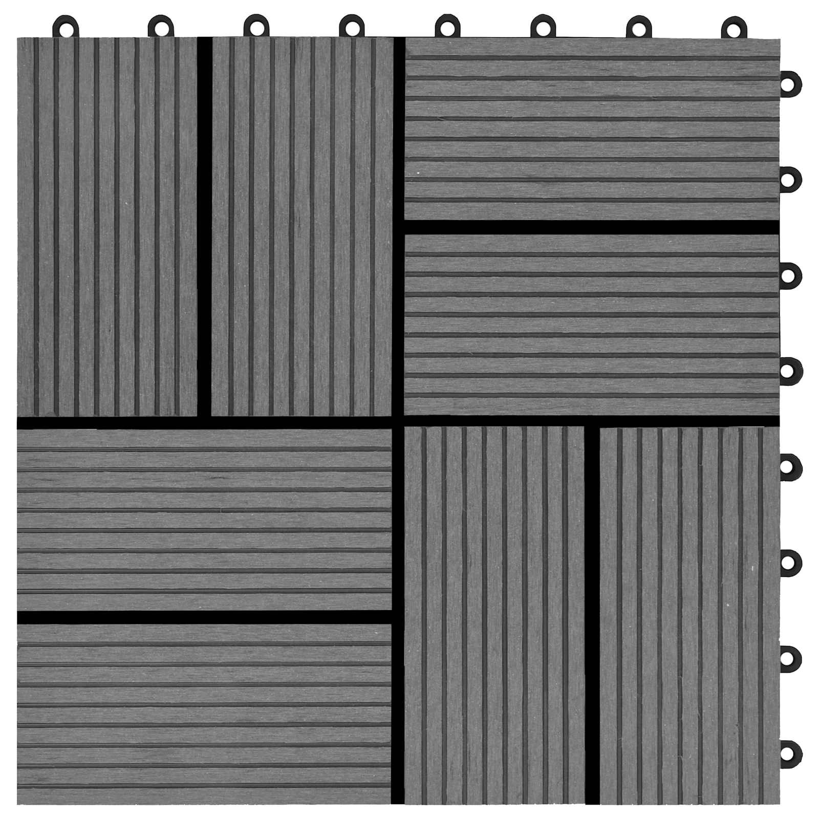 Piastrella per Decking 11 pcs Grigio 30 x 30 cm WPC