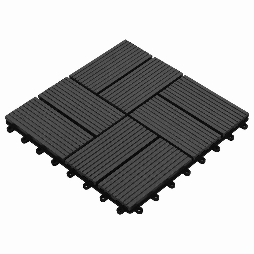 Piastrella per Decking 11 pcs Nero 30 x 30 cm WPC