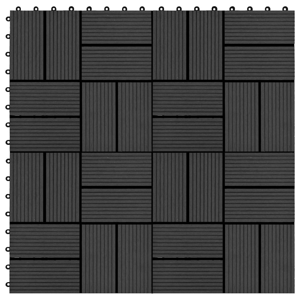 Piastrella per Decking 11 pcs Nero 30 x 30 cm WPC