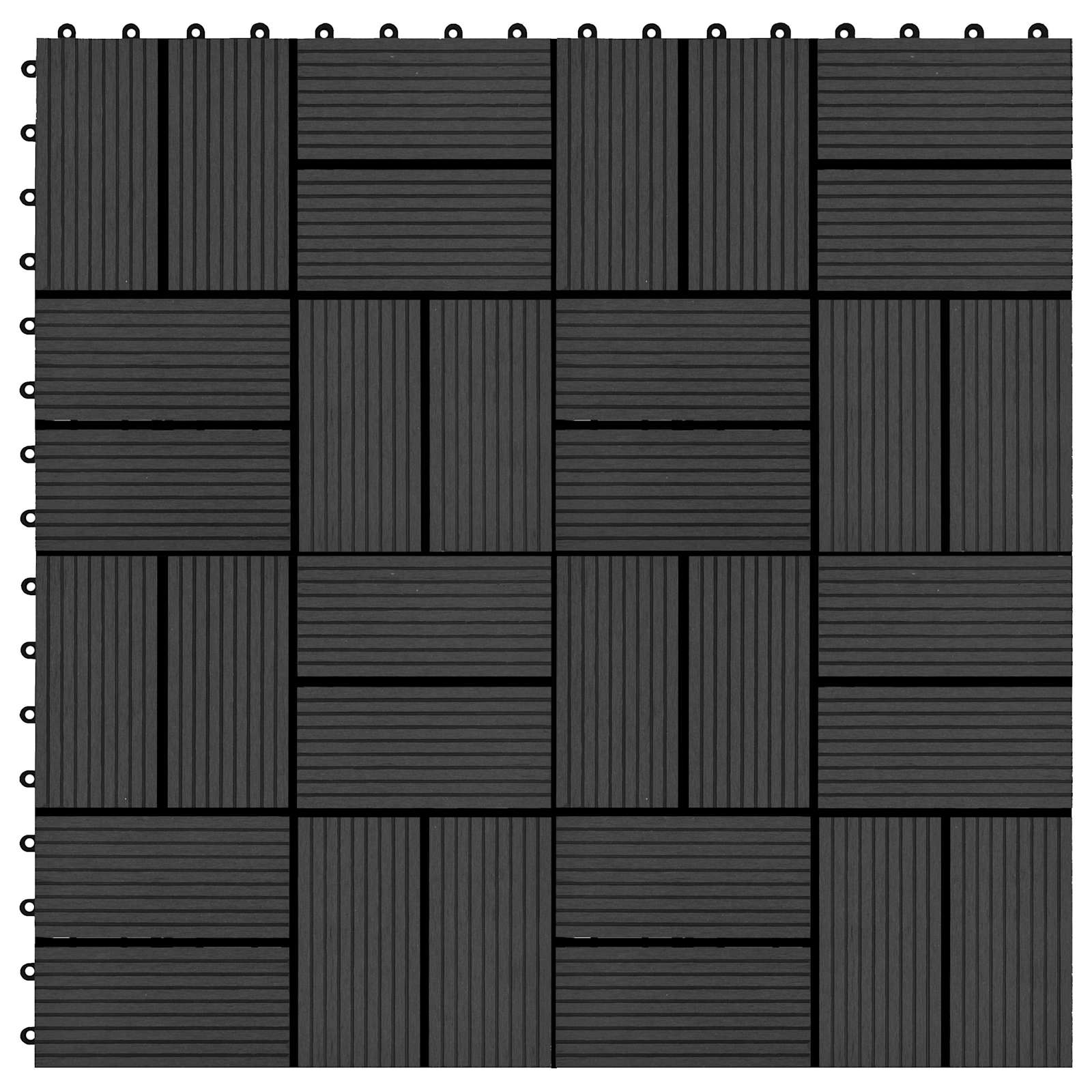 Piastrella per Decking 11 pcs Nero 30 x 30 cm WPC