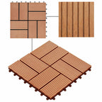 Piastrella per Decking 11 pcs Teak riciclato 30 x 30 cm WPC