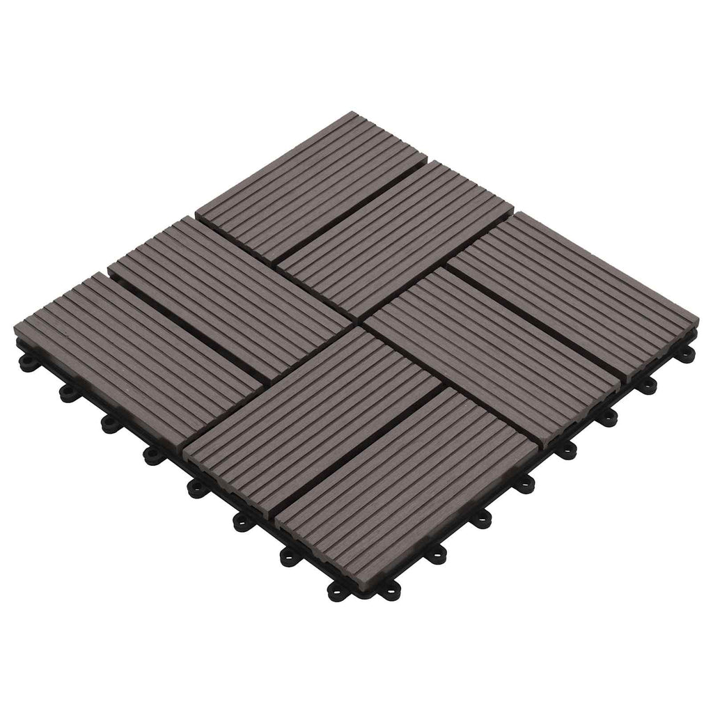 Piastrella per Decking 11 pcs Marrone Scuro 30 x 30 cm WPC