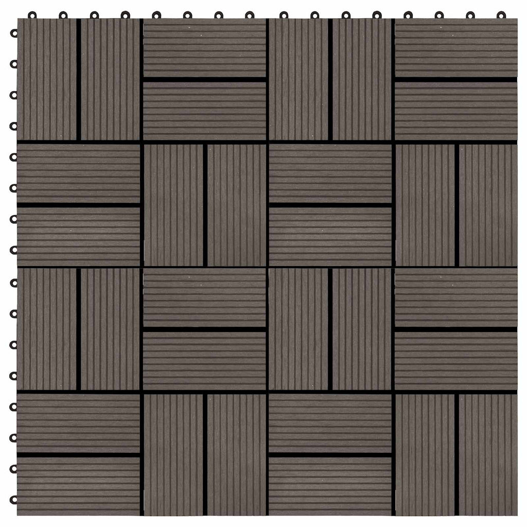 Piastrella per Decking 11 pcs Marrone Scuro 30 x 30 cm WPC
