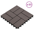 Piastrella per Decking 11 pcs Marrone Scuro 30 x 30 cm WPC