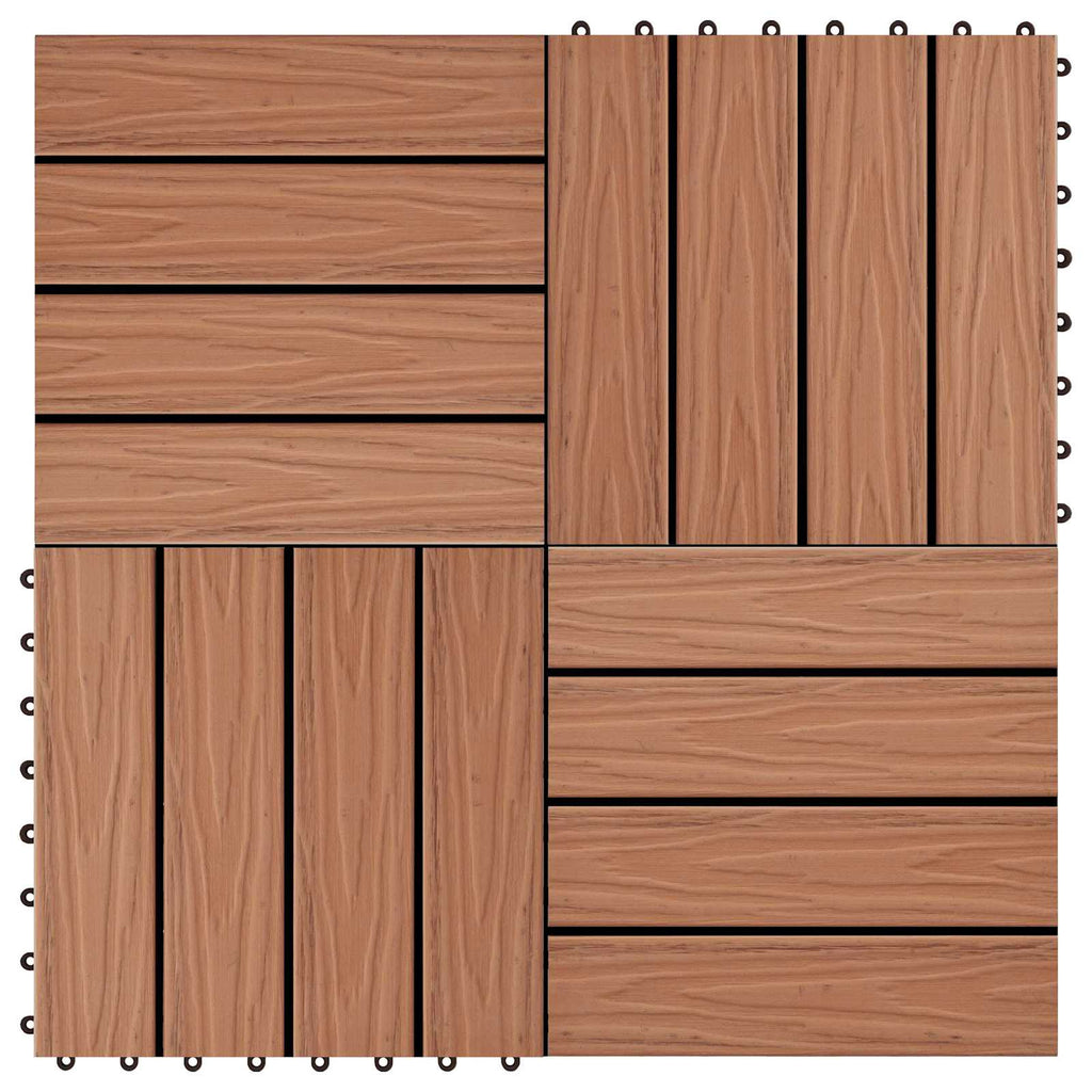 Piastrella per Decking 11 pcs Marrone Chiaro 30 x 30 cm WPC