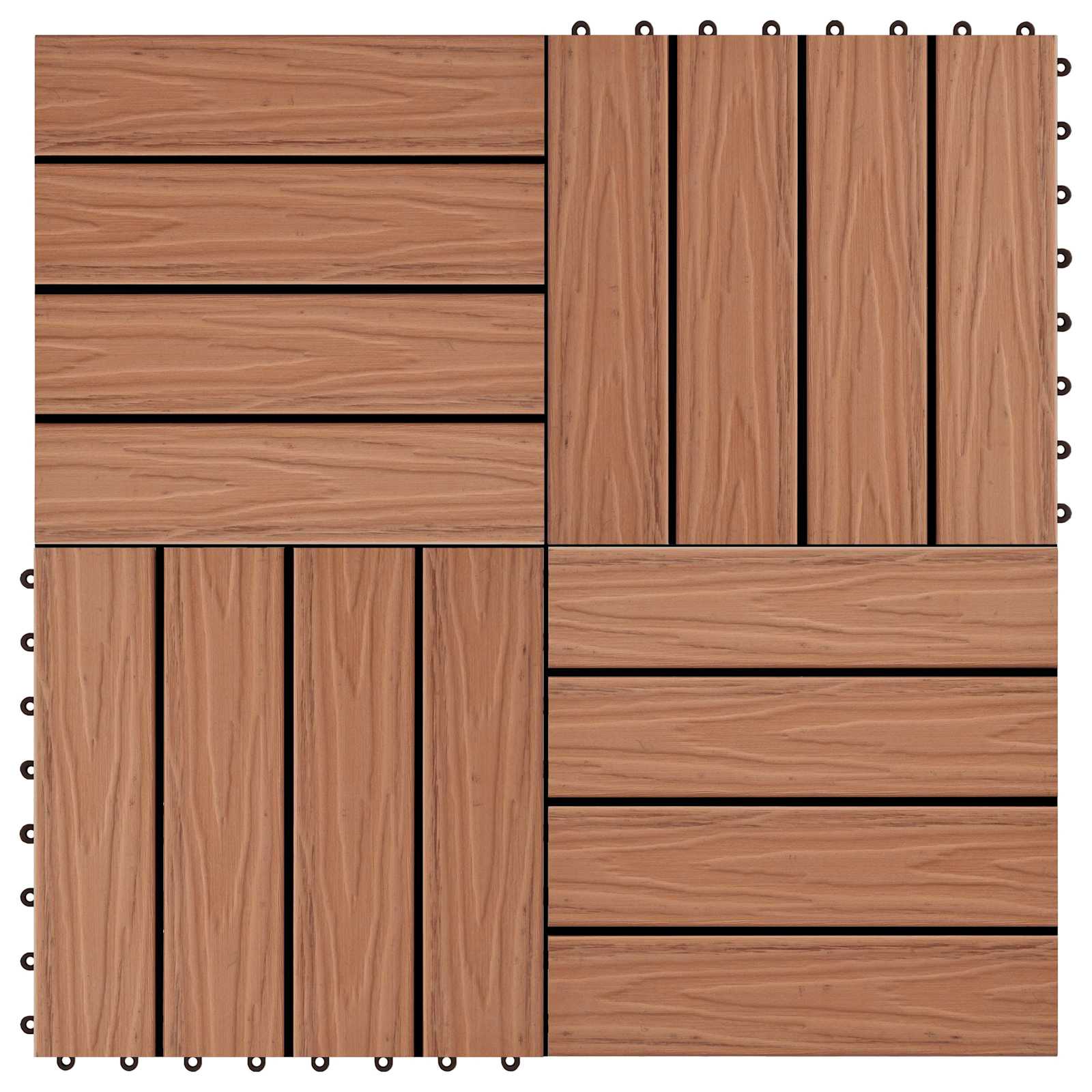 Piastrella per Decking 11 pcs Marrone Chiaro 30 x 30 cm WPC