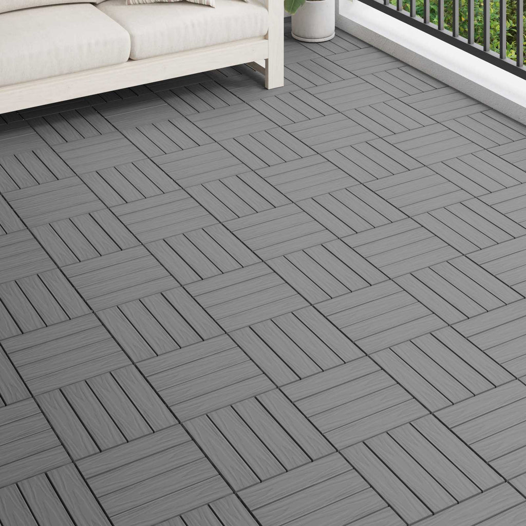 Piastrella per Decking Design 3D 11 pcs Grigio 30 x 30 cm WPC