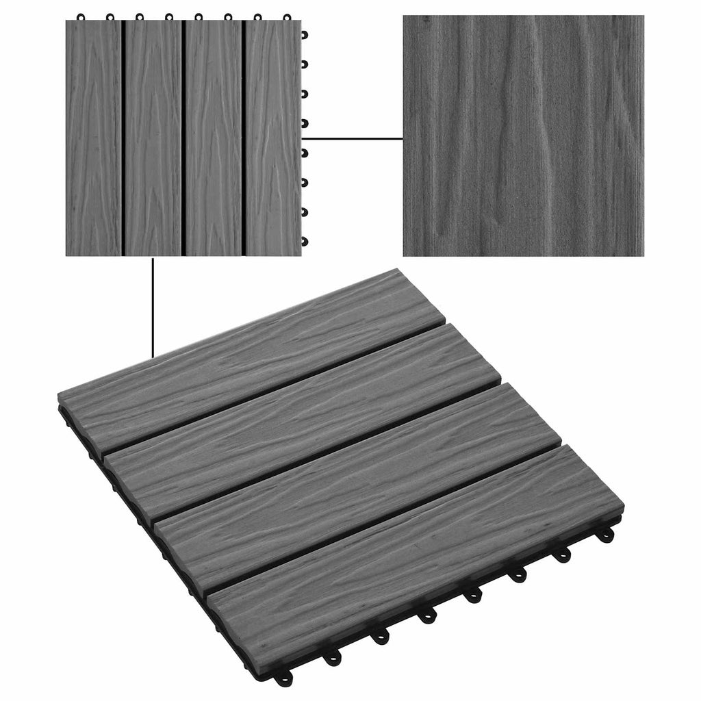 Piastrella per Decking Design 3D 11 pcs Grigio 30 x 30 cm WPC