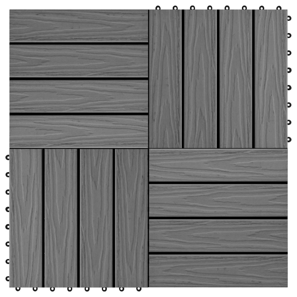 Piastrella per Decking Design 3D 11 pcs Grigio 30 x 30 cm WPC