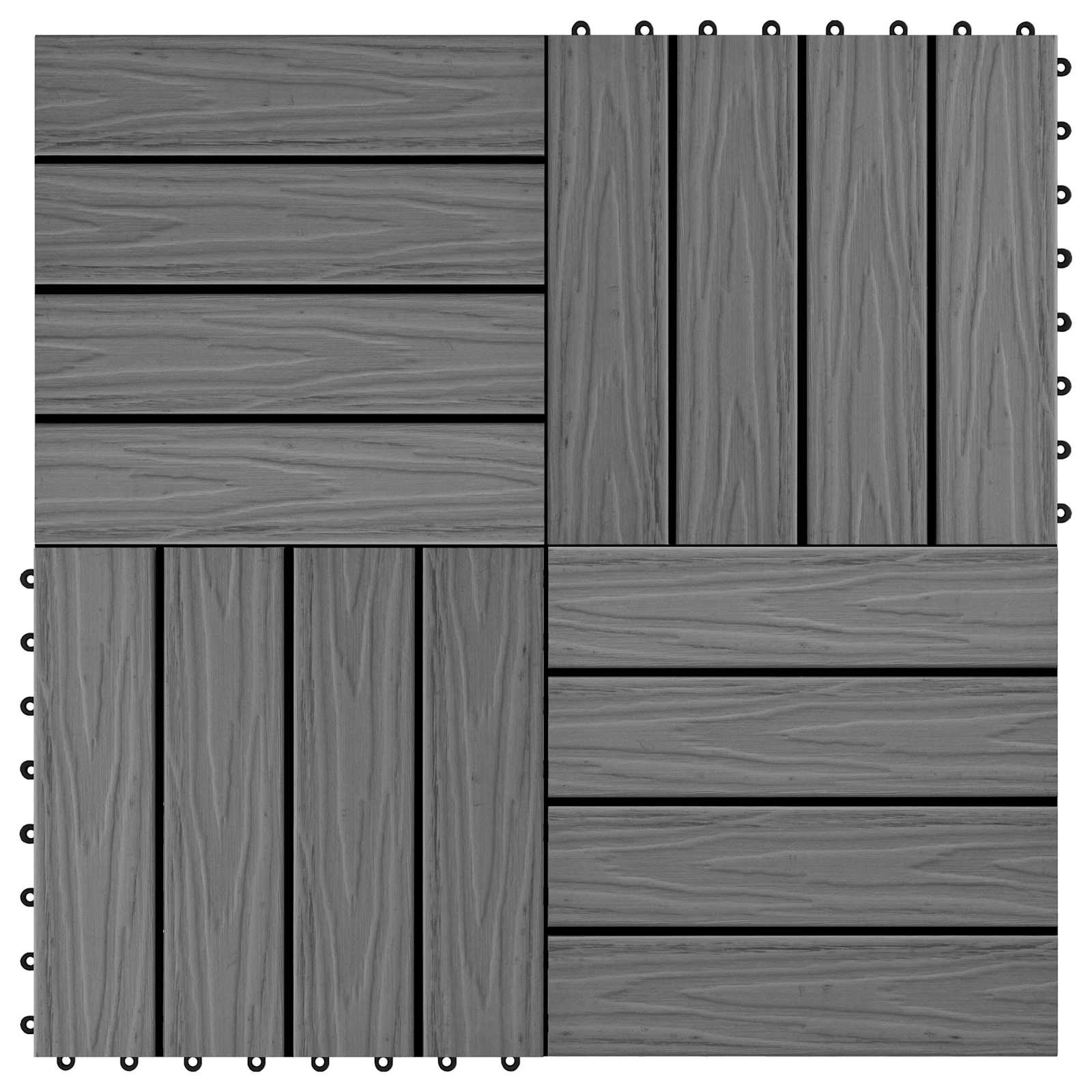 Piastrella per Decking Design 3D 11 pcs Grigio 30 x 30 cm WPC