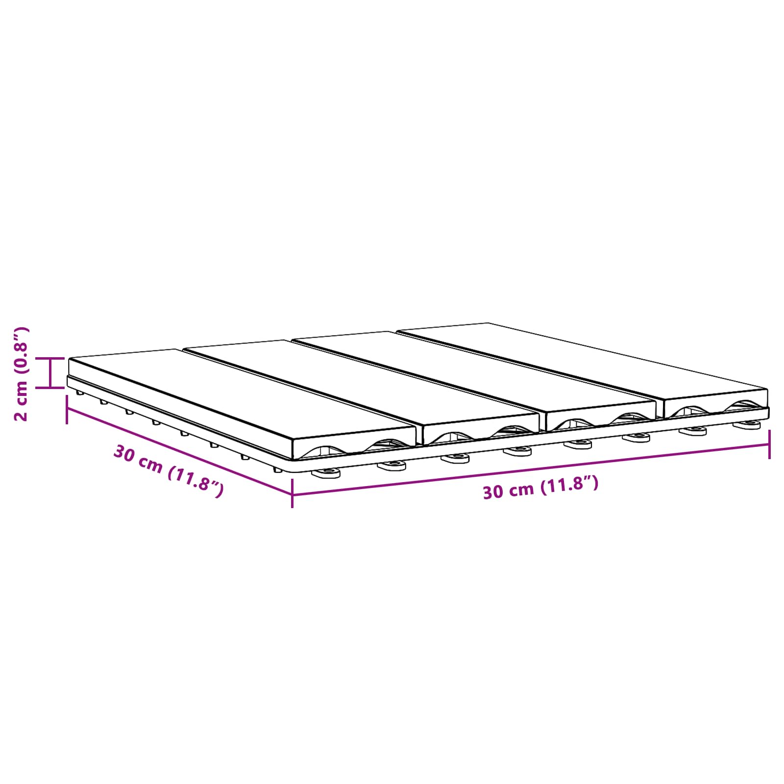 Piastrella per Decking Design 3D 11 pcs Nero 30 x 30 cm WPC