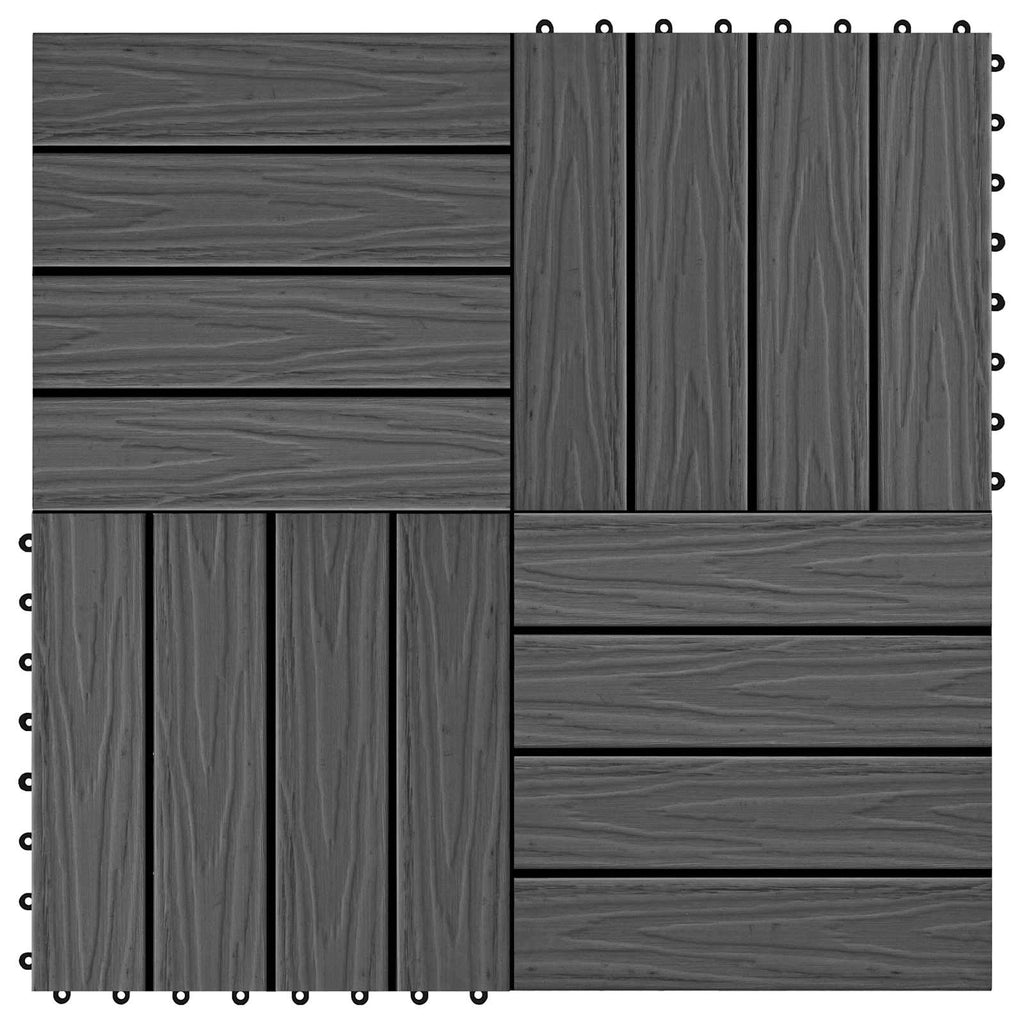 Piastrella per Decking Design 3D 11 pcs Nero 30 x 30 cm WPC