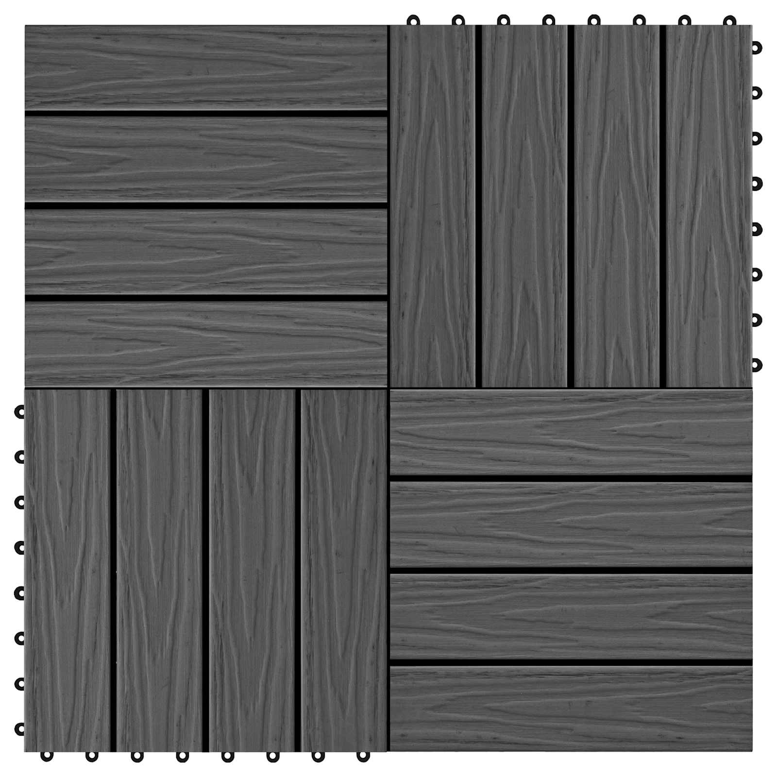 Piastrella per Decking Design 3D 11 pcs Nero 30 x 30 cm WPC