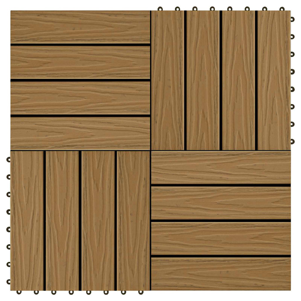 Piastrella per Decking 11 pcs Teak riciclato 30 x 30 cm WPC