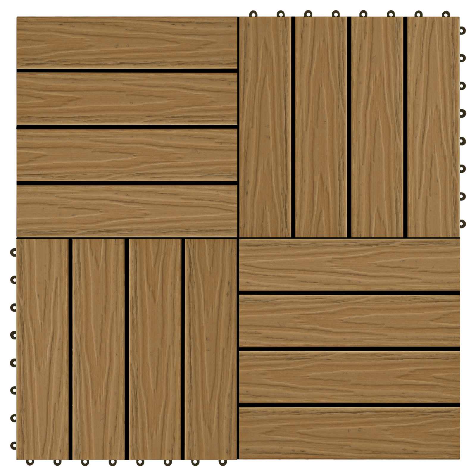Piastrella per Decking 11 pcs Teak riciclato 30 x 30 cm WPC