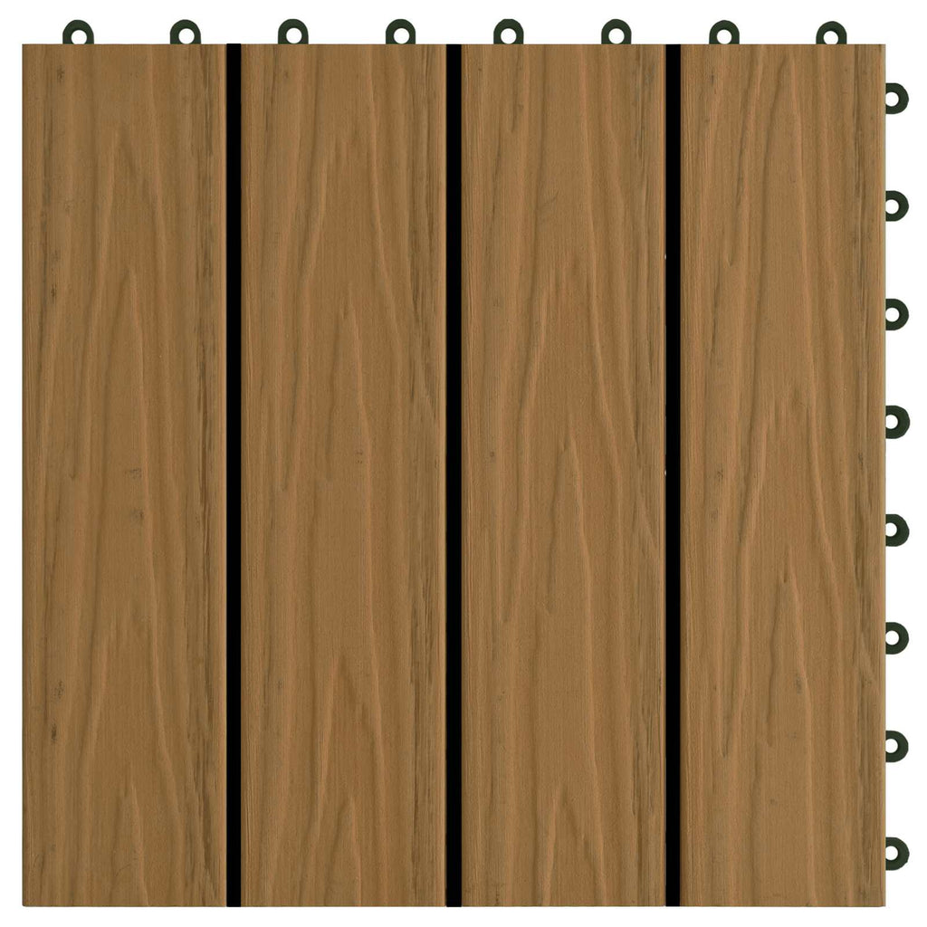 Piastrella per Decking 11 pcs Teak riciclato 30 x 30 cm WPC