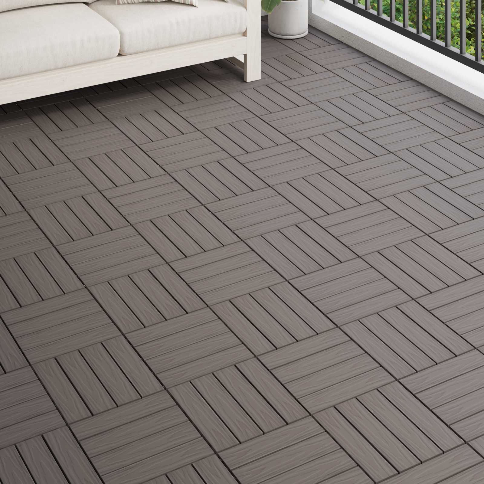 Piastrella per Decking 11 pcs Marrone Scuro 30 x 30 cm WPC