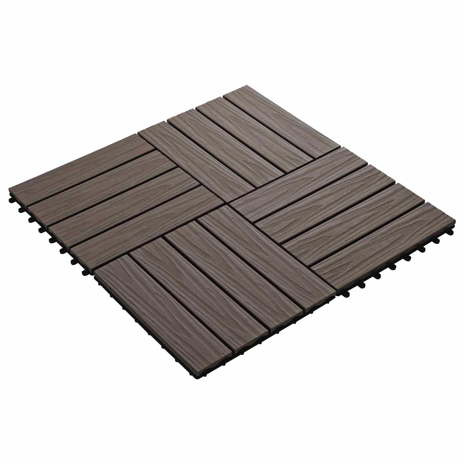 Piastrella per Decking 11 pcs Marrone Scuro 30 x 30 cm WPC