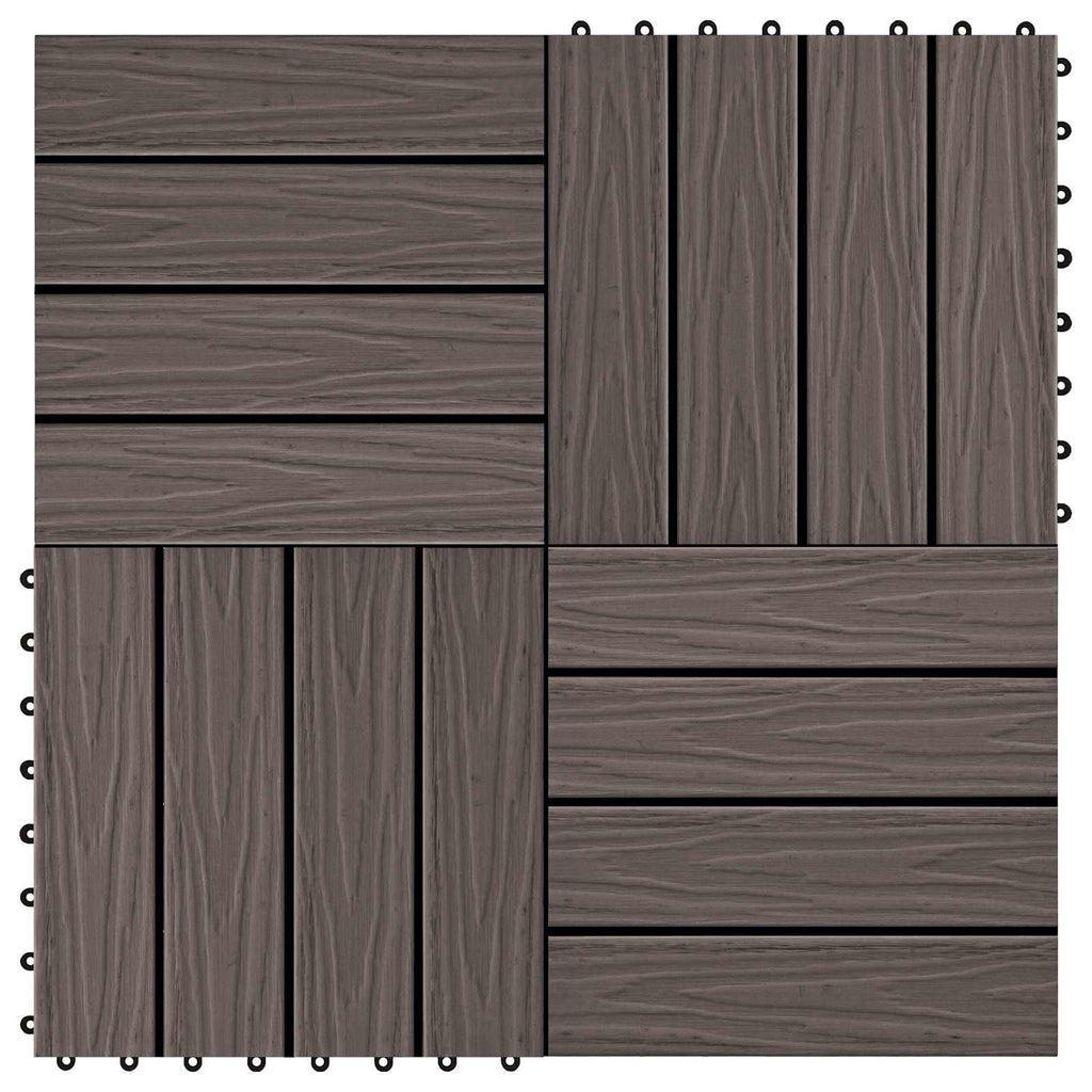 Piastrella per Decking 11 pcs Marrone Scuro 30 x 30 cm WPC