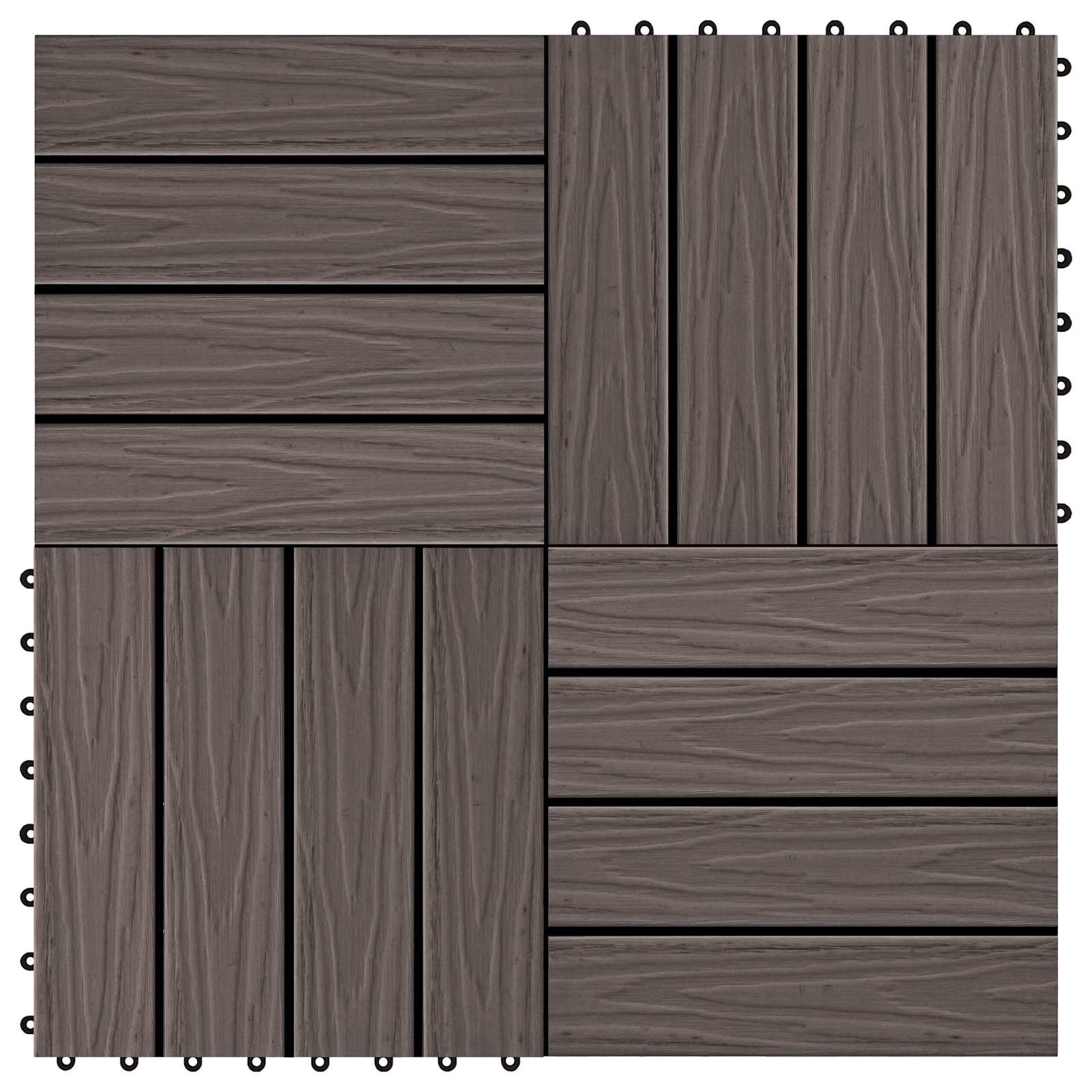 Piastrella per Decking 11 pcs Marrone Scuro 30 x 30 cm WPC